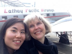 LAHK director Daisann McLane with Cyndi Tang from Cathay Pacific