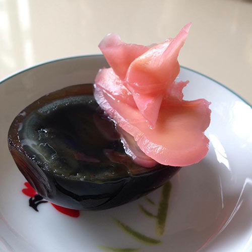 Hong Kong dim sum century egg with pickled ginger