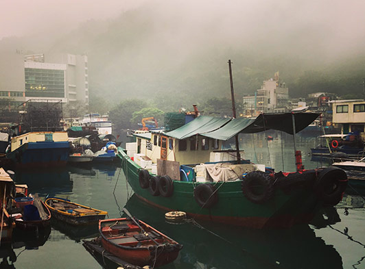 Hong Kong Boats in Harbor