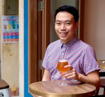 Daniel Cheung drinking Hong Kong craft beer